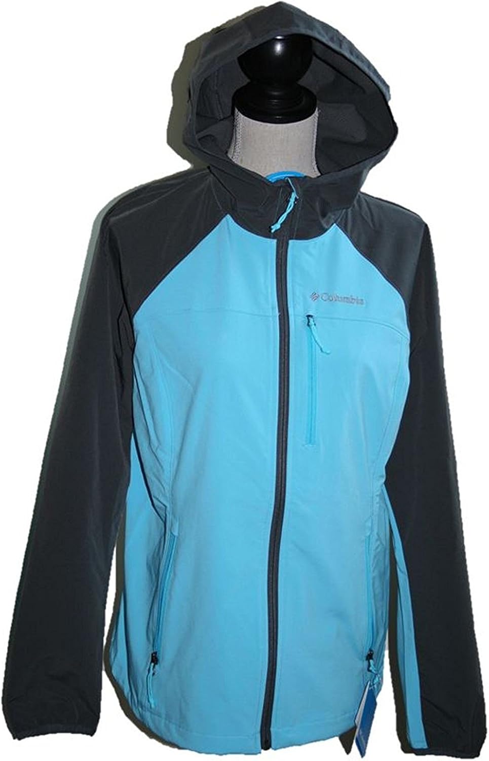 Columbia Women's Green Lake Hooded Softshell Jacket (Medium, Blue/Gray