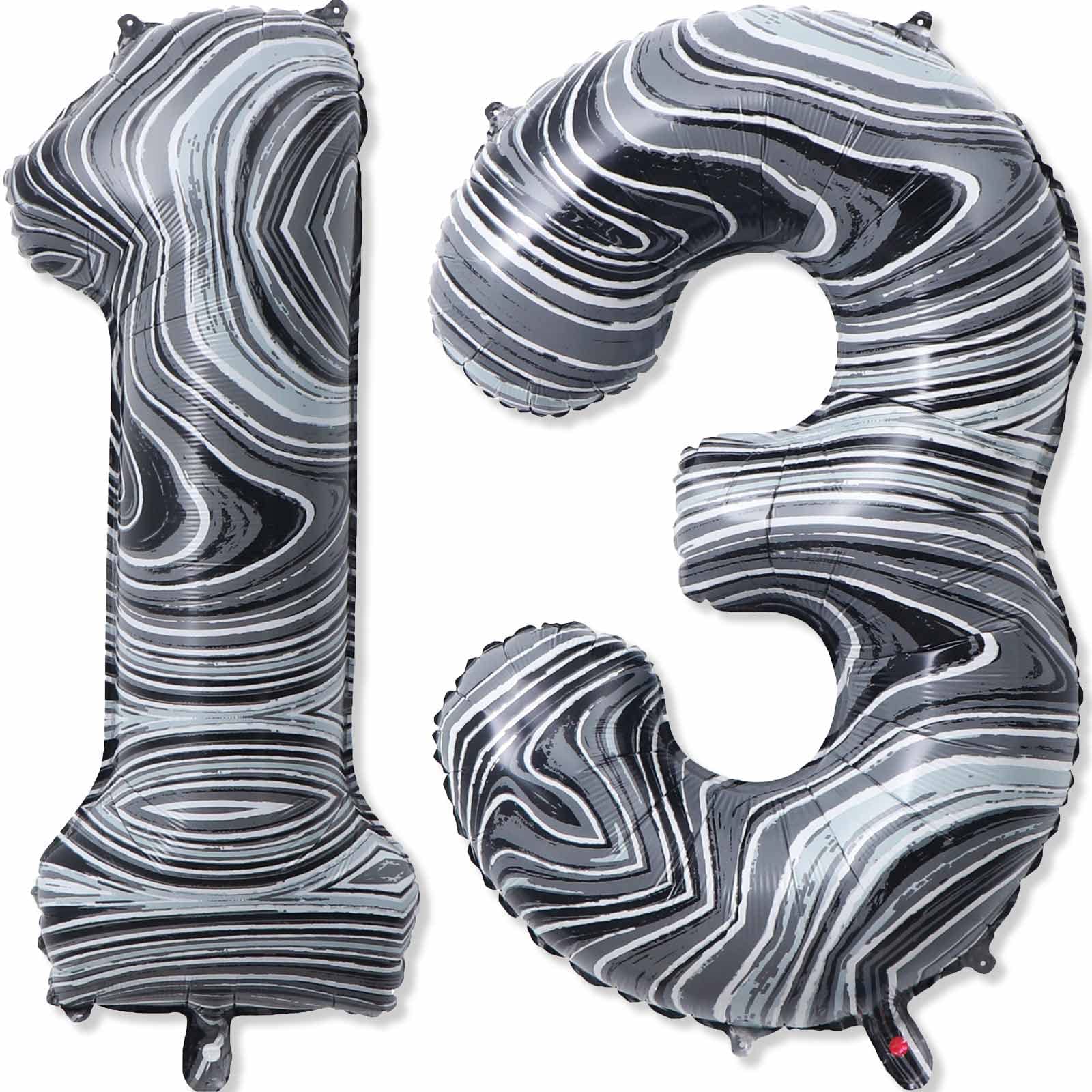 Photo 1 of 13 Balloon Number, 40 Inch Black Marble Foil Balloons Giant Jumbo Helium Number 13 or 31 Balloons for 13th 31th Birthday Decorations Anniversary Events Boys Girls Party Decorations(Black Marble Agate)