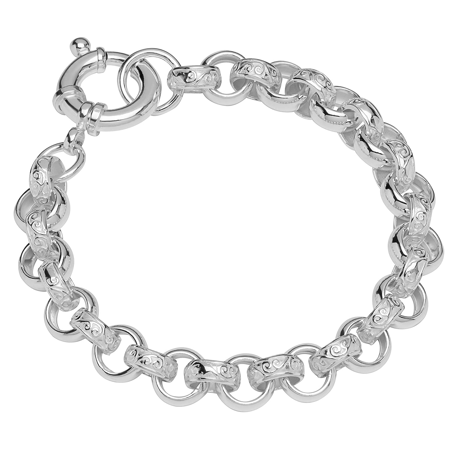 NKlaus bracelet 925 Sterling Silver 22cm heirloom hollow round ladies design bracelet exquisite 12093