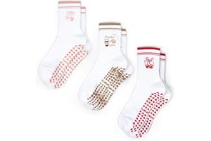 Pilates Grip Socks, Pilate Socks Women, Yoga Pilates Grip Socks Women, Grippy Socks Women Cute Barre Non Skid Athletic Crew W