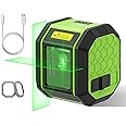 Laser Level, HUEPAR Self leveling Green Cross Line Laser Level 100Ft Accurate Level Laser Tool for DIY Construction & Decoration Indoor Projects, Built-in Li-ion Battery for Longer Working Time