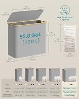 SONGMICS 200 L Laundry Basket with Lid 4-Section Large Collapsible Dove Grey view 6