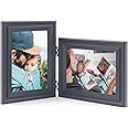 JD Concept Vertical Horizontal Combo, Art Double 5x7 Black Wood Foldable Picture Frame - Opening 4.5x6.5 - for 5 by 7 Portrait and Landscape View