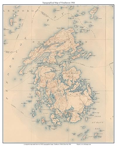 Amazon Com Vinalhaven 1904 Usgs Old Topographic Map Custom Composite Reprint Maine Handmade