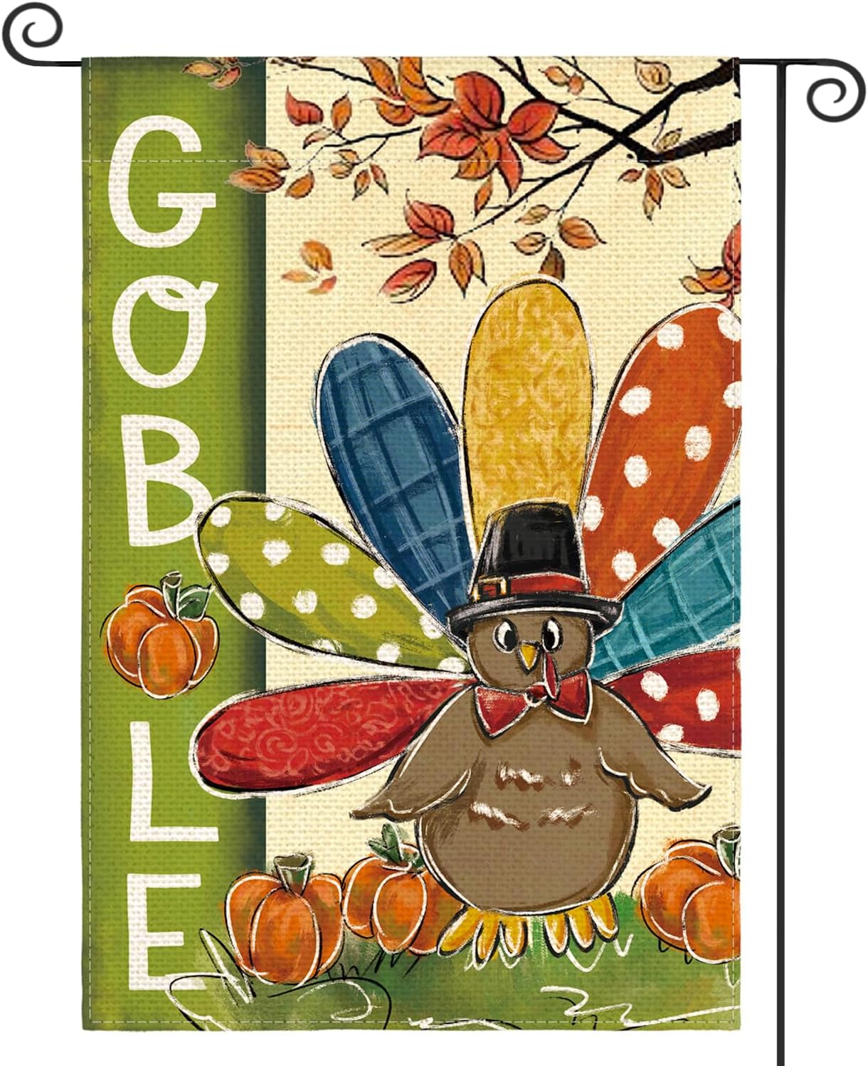 Flags - AVOIN colorlife Gobble Turkey Thanksgiving Garden Flag 12x18 Inch Double Sided, Harvest Holiday Yard Outdoor Decorative Flag