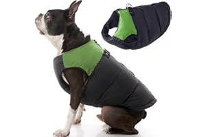 Gooby Padded Vest Dog Jacket - Green, X-Large - Warm Zip Up Dog Vest Fleece Jacket with Dual D Ring Leash - Winter Water Resistant Small Dog Sweater - Dog Clothes for Small Dogs Boy and Medium Dogs