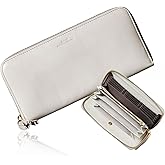 VOICE Align type Long wallet Leather made by MASINI in Italy Cowhide ART.Pitti Women's Elegant and easy to use Vertical card case In gift box (Pioppino-Ivory)