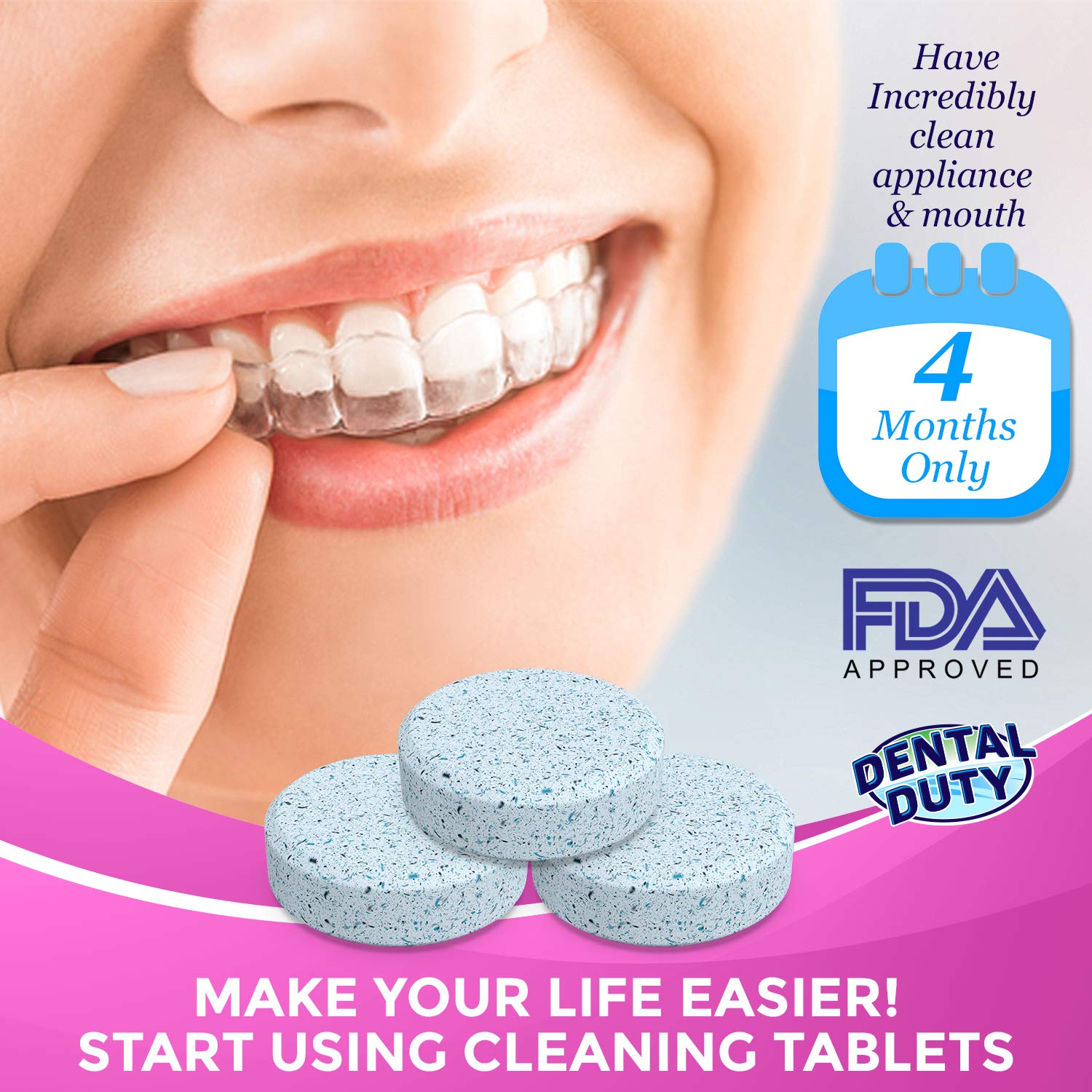 120 Retainer and Denture Cleaning Tablets (4 Months Supply) Cleaner