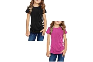 Girls Tunic Tops Knot Front Long Sleeve Blouse Casual T-Shirt Baby Girls Solid Color Button Shirt Pullover Sweatshirt a4