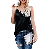 lime flare Women Sexy Velvet V Neck Lace Cami Tank Tops