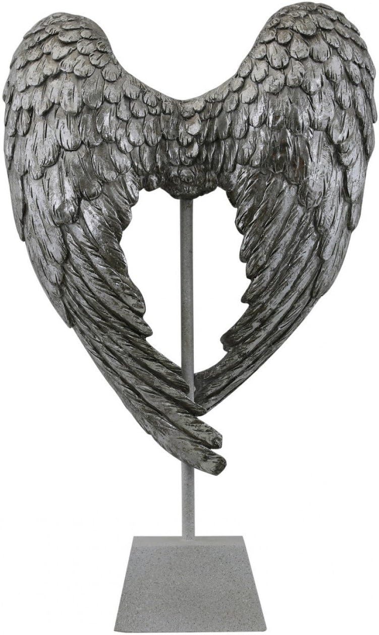 Antique Silver Angel Wings Ornament Wedding Christmas Home Gift on Stand