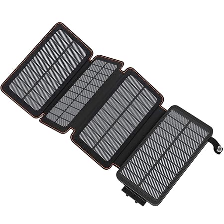 ADDTOP Solar Powerbank 25000mAh Wasserdichte Solar Ladegerät mit 4 Solarpanel Tragbare Externer Akku mit Dual Input Ladeport 