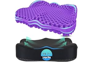 Airllantry Thicken 19.7in Seat Cushion, Gel Seat Cushion for Long Sitting–Office Chair, Wheelchair, Car Pad, Large Cooling Support Pad for Back Pain, Sciatica, Tailbone Pain Relief