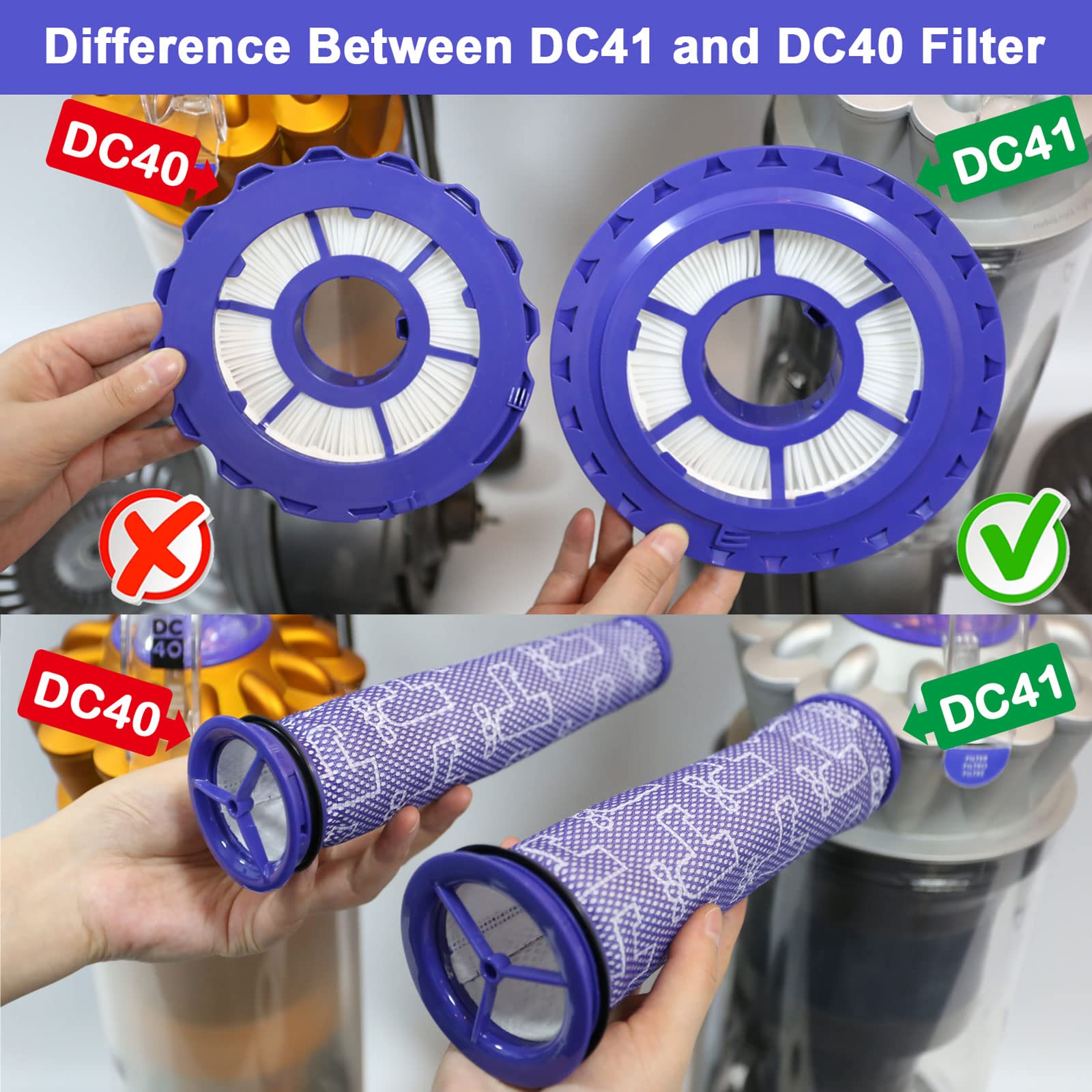 Lemige 2 Pack Post Filters & 2 Pack Pre Filters Replacement for Dyson DC41 DC65 DC66 UP13 UP20 UP30 Animal, Multi Floor and Ball Vacuum Ball Animal 2 Ball Animal 3, Compare to Part 920769-01&920640-01