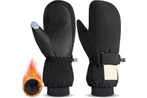RIGWARL Kids Snow Mittens Waterproof Insulated, Warm Snow Gloves Boys Girls Cold Weather Snowboarding Sledding Snowball Fight