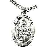 Westmon Works St William Pewter Medal Set Medallion on a Stainless Steel Chain with Holy Card