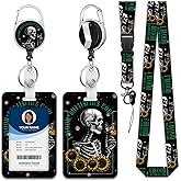 Lanyards for ID Badge Holder for Women Cute, Teacher Lanyard with ID Holder Clip,Retractable Keychain Badge Reel Heavy Duty, Teacher Nurse Work Office Gifts (#12:Skeleton)