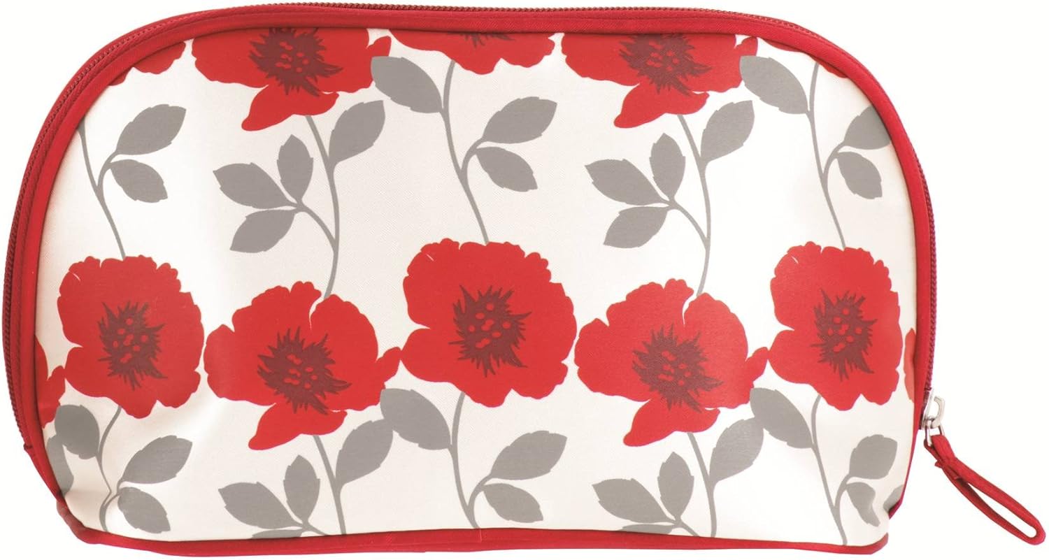 Accessories by Upper Canada Train Case Cosmetic Bag, Red Poppy Flower