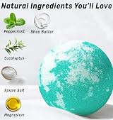 New Miuz Menthol Fizzing Eucalyptus Peppermint Epsom Salt Bath Bomb Sore Muscle view 3