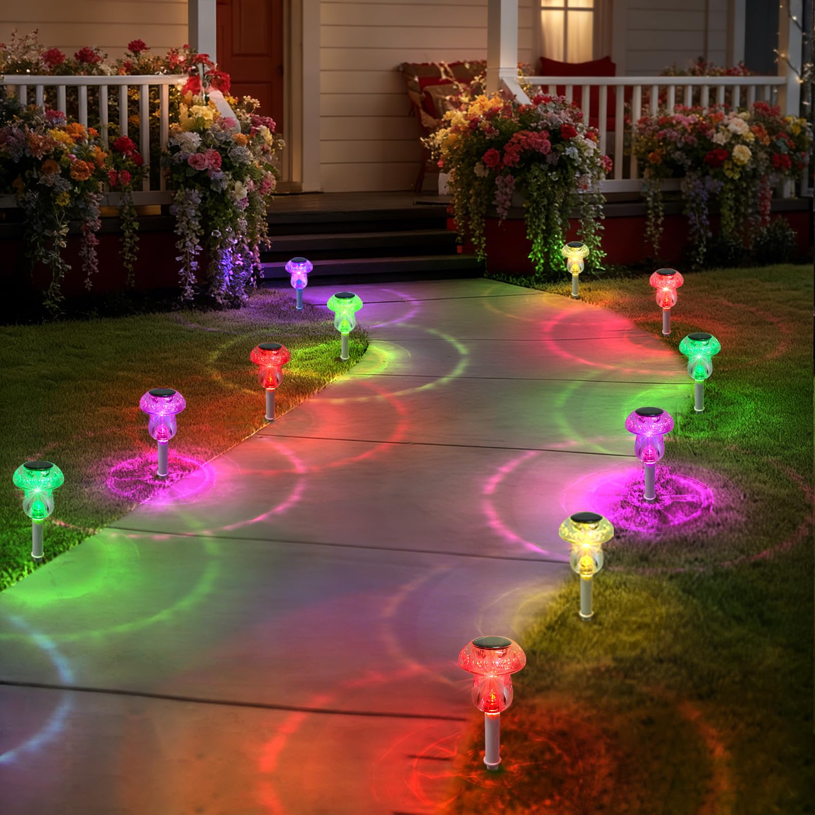 Benany Solar Lights Outdoor, 16 Pack Mushroom Lights Outside Waterproof, Solar Powered LED Lighting for Garden, Yard, Landscape, Path, Pathway, Lawn, Walkway, Driveway, Backyard Decor (Multicolor) Image