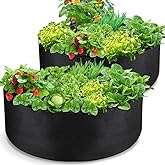 LBTING 2Pcs 50 Gallon Plant Grow Bags, Fabric Raised Planting Bed Heavy Duty Non-Woven Fabric Planter Pots for Garden Vegetables Flowers