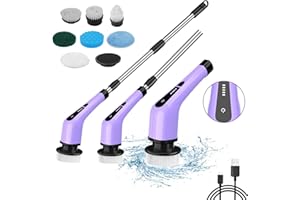 MADEBUT Electric Spin Scrubber, 7 and 1 Cordless Cleaning Brush with 2500MAH Battery, IPX7 Shower Scrubber with Long Handle, Portable Power Scrubber, 2-speeds Bathroom Cleaner Brush for Bathroom,Tile,Floor