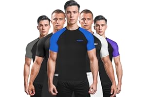 Exxact Sports Men’s BJJ Rash Guard Short Sleeve, IBJJF Ranked No Gi Jiu Jitsu Compression Shirt for MMA Grappling & Training