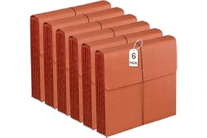 VZCPYTPM 6 Packs Expanding File Pockets with Flap,Heavy Duty Expandable Folder Bag,Accordion File Folder,Elastic Cord Closure,Kraft Accordion File Organizer for Office,School,Home,Letter Size