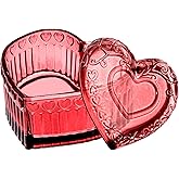WHJY Glass Jewelry Box for Girls Heart Shaped Container with Lids Small Decorative Trinket Organizer for Vanity Room Decor Crystal Red Storage Jar for Rings Earrings Necklaces