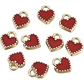 LiQunSweet 100 pcs Red Heart Enamel Alloy Charms Sweet Love Charms for Valentine's Day Mother's Day DIY Jewelry Bracelet Necklace Earring Craft Decoration
