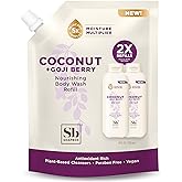 Soapbox Body Wash Refill, Coconut + Goji Berry Body Wash Refill Pack, Bulk Soap Pouch, Vegan + Antioxidant Rich Moisturizing with Shea Butter, Peptides & Keratin Promoting B3, 40oz