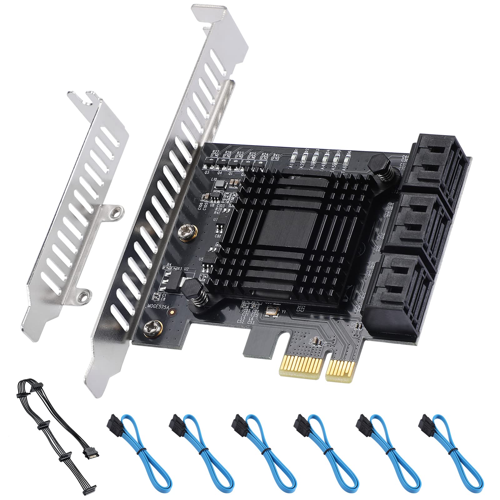 ACTIMED 6 Port PCIe SATA Card - 6 Gbps SATA 3.0 Controller, Low Profile Bracket, Windows, MAC, Linux Compatible