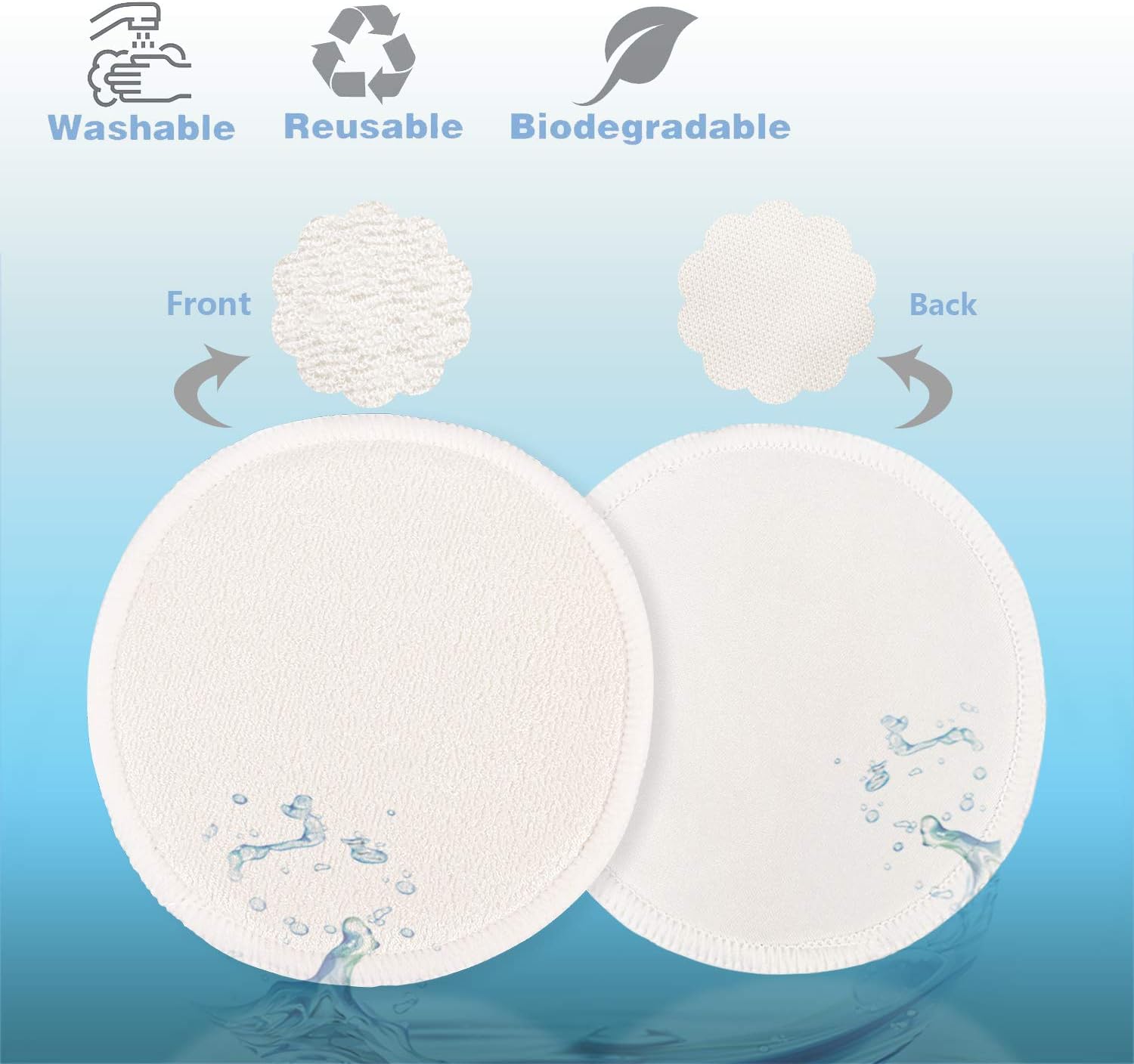 PHOGARY 14 PCS Washable Nursing Pads, Reusable Organic Bamboo Breast Pads with Laundry Bag and Storage Bag, Soft, Absorbent - Image 5
