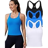 Evercute Women's 1/2/3 Pack Ribbed Workout Tank Tops with Built in Bra Racerback Seamless Crop Tank Tops Camisole Sport Tanks