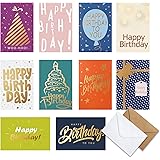 Birthday Cards Bulk Set, Cofullsky Funny Birthday Cards for Women Men Kids Gold Foil Happy Birthday Greeting Cards with Envel