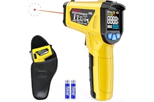 Infrared Thermometer - MESTEK Digital IR Laser Thermometer -58°F~1472°F Heat Temperature Gun with Adjustable Emissivity & Max Value, Non-Contact Surface Thermometer for Cooking, Freezer, Engine, HVAC