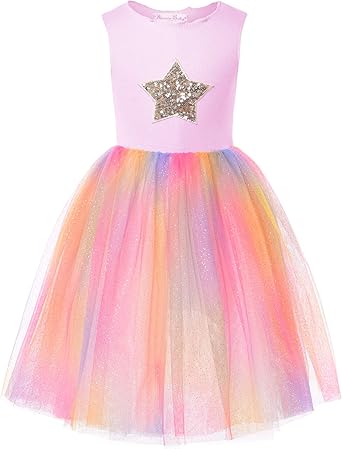 girls rainbow unicorn dress