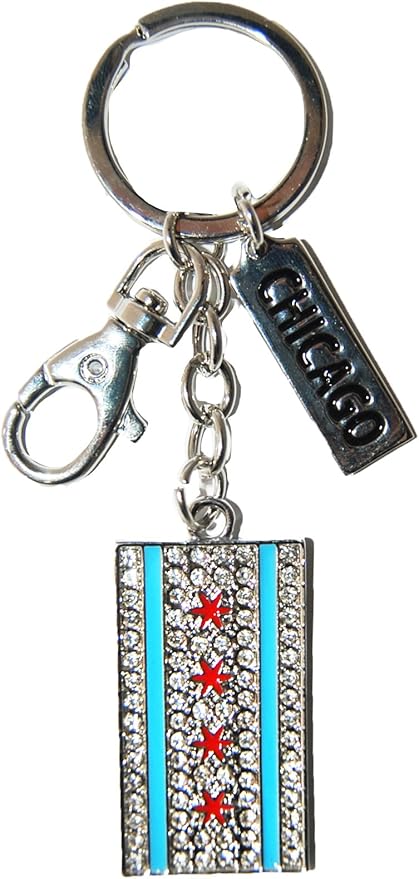 Amazon Co Jp シカゴフラッグ ラインストーン 高級お土産 キーチェーン 文房具 オフィス用品
