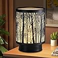 Battery Operated Lamp with Timer, Glass Cordless Lamp for Power Outage, Decorative Small Accent Lamp for Area No Plug, Battery Powered Lamp for Corner/Entryway/Stairway/Bathroom/Fireplace (tree)