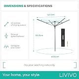 LIVIVO 4 Arm Rotary Washing Line 45M Outdoor Clothes Dryer - Turquoise view 8