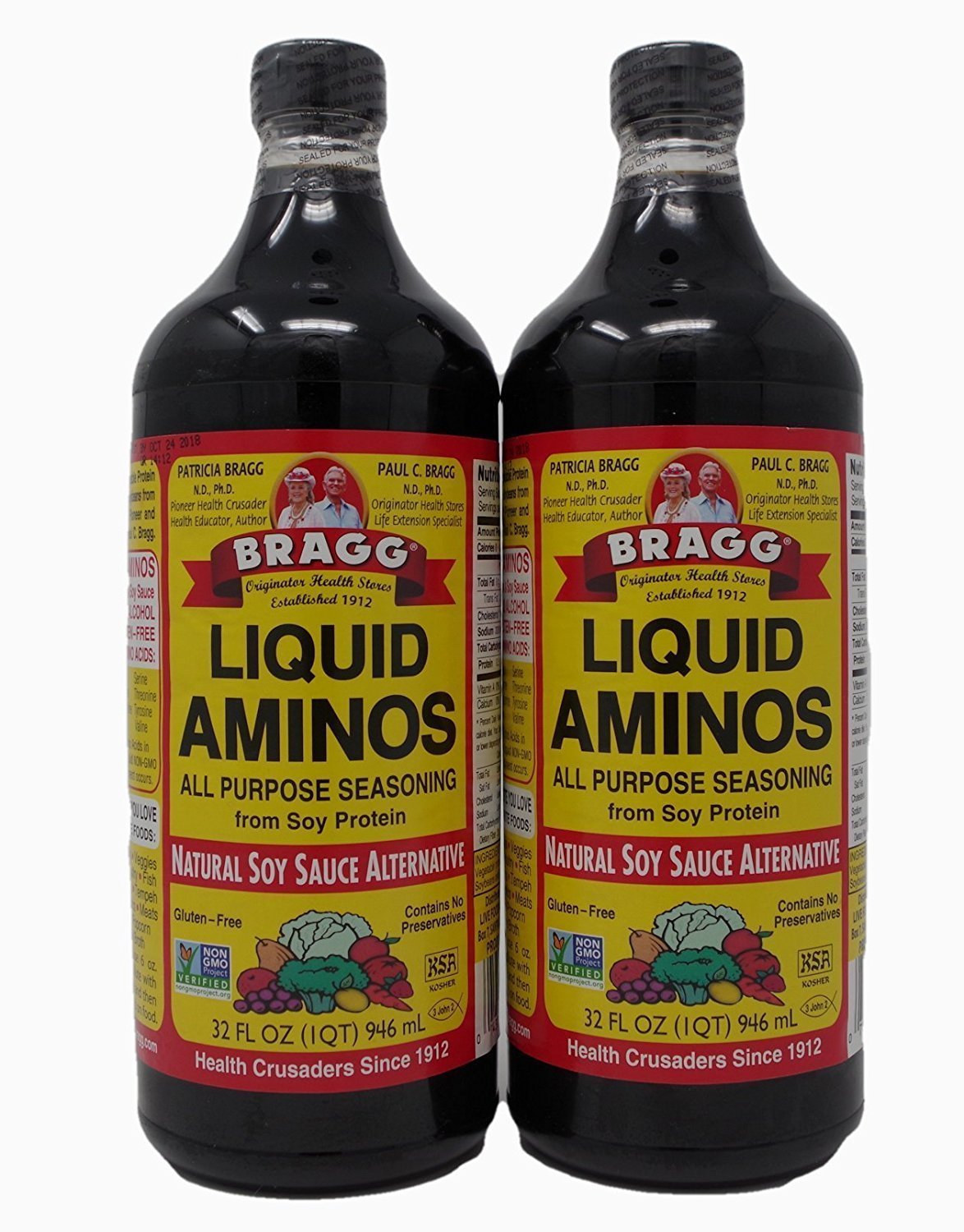 Bragg Liquid Aminos All Purpose Seasoning Soy Sauce Alternative, 32 Fl