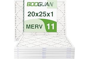 BOOGUAN 20x25x1 Air Filter MERV 11 Pleated HVAC AC Furnace Air Filters Replacement | 6-Pack