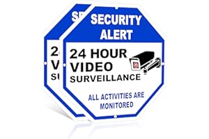 Innovative Haus 2-Pack 24 Hour Video Surveillance Signs. All Activities Are Monitored Aluminum Warning Signs. 10''x10'' - CCTV Security Camera Notice. Reflective, UV Protected, Waterproof and Durable