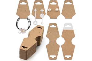 joycraft Self-adhesive Bracelet Display Cards, 100Pcs Earring Display Card, Brown Jewelry Hanging Cards, 4.7 x 1.7Inch Earrin