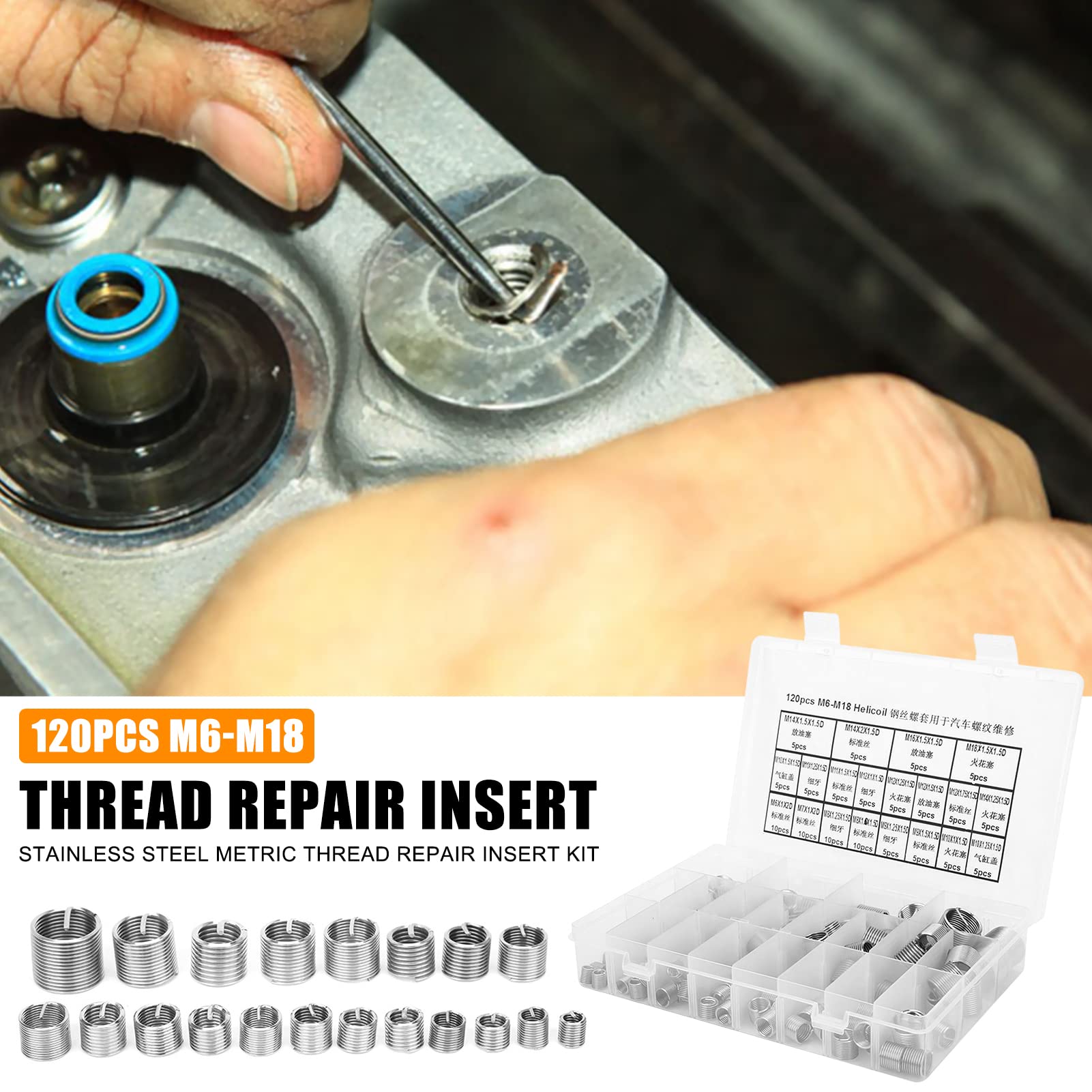 Mua EVTSCAN 120 Pcs Stainless Steel Helical Threaded Inserts Kit, with ...