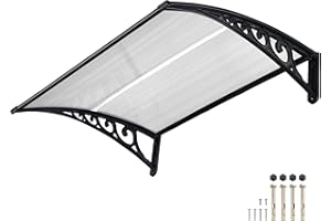YESCOM 40"x30" Window Awning Door Canopy Rain Cover UV Protect PC Sheet White 2 Pack
