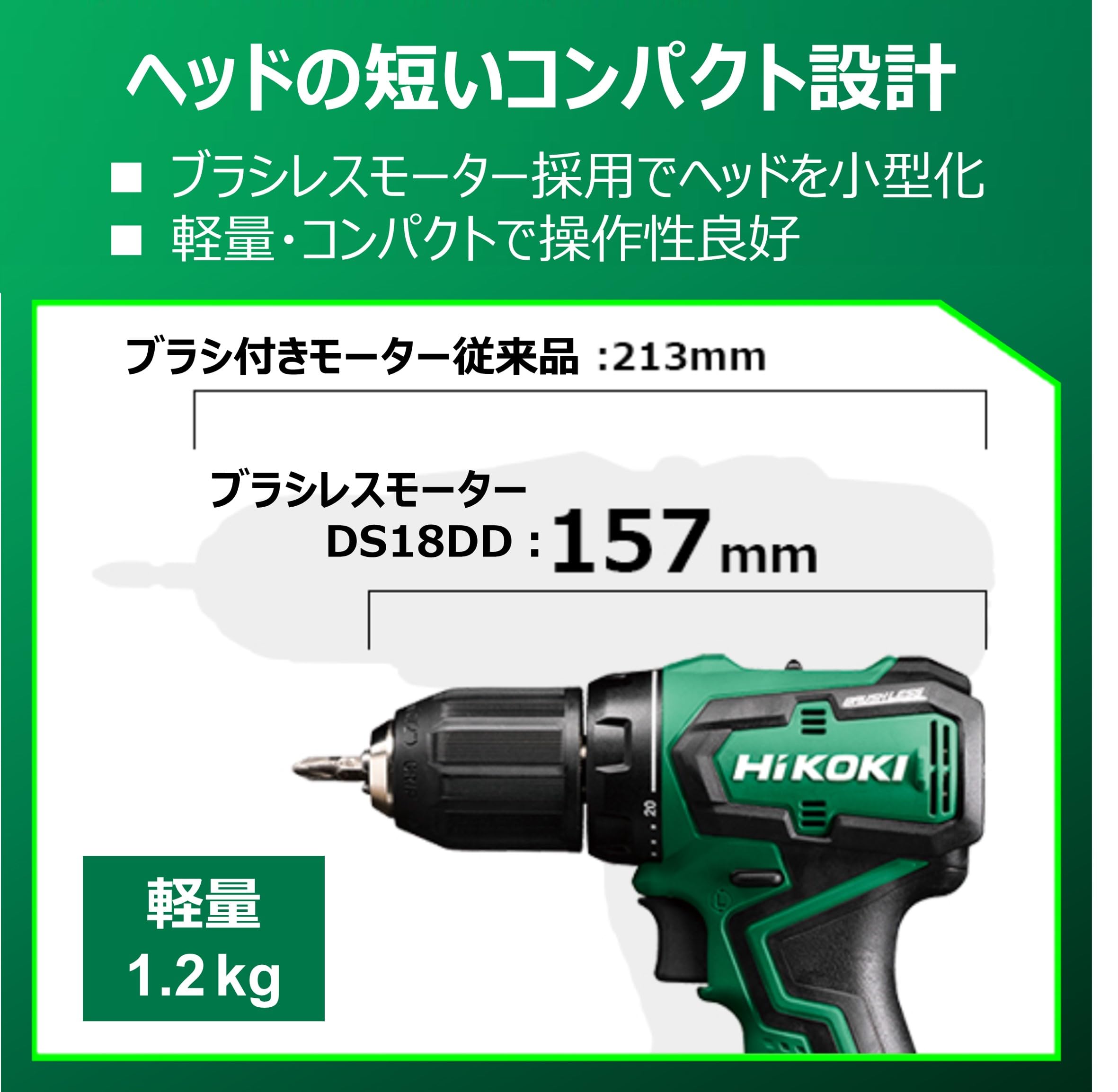 HiKOKI DS18DD (2BG) 18 V Rechargeable Driver Drill + Bit Set of 10