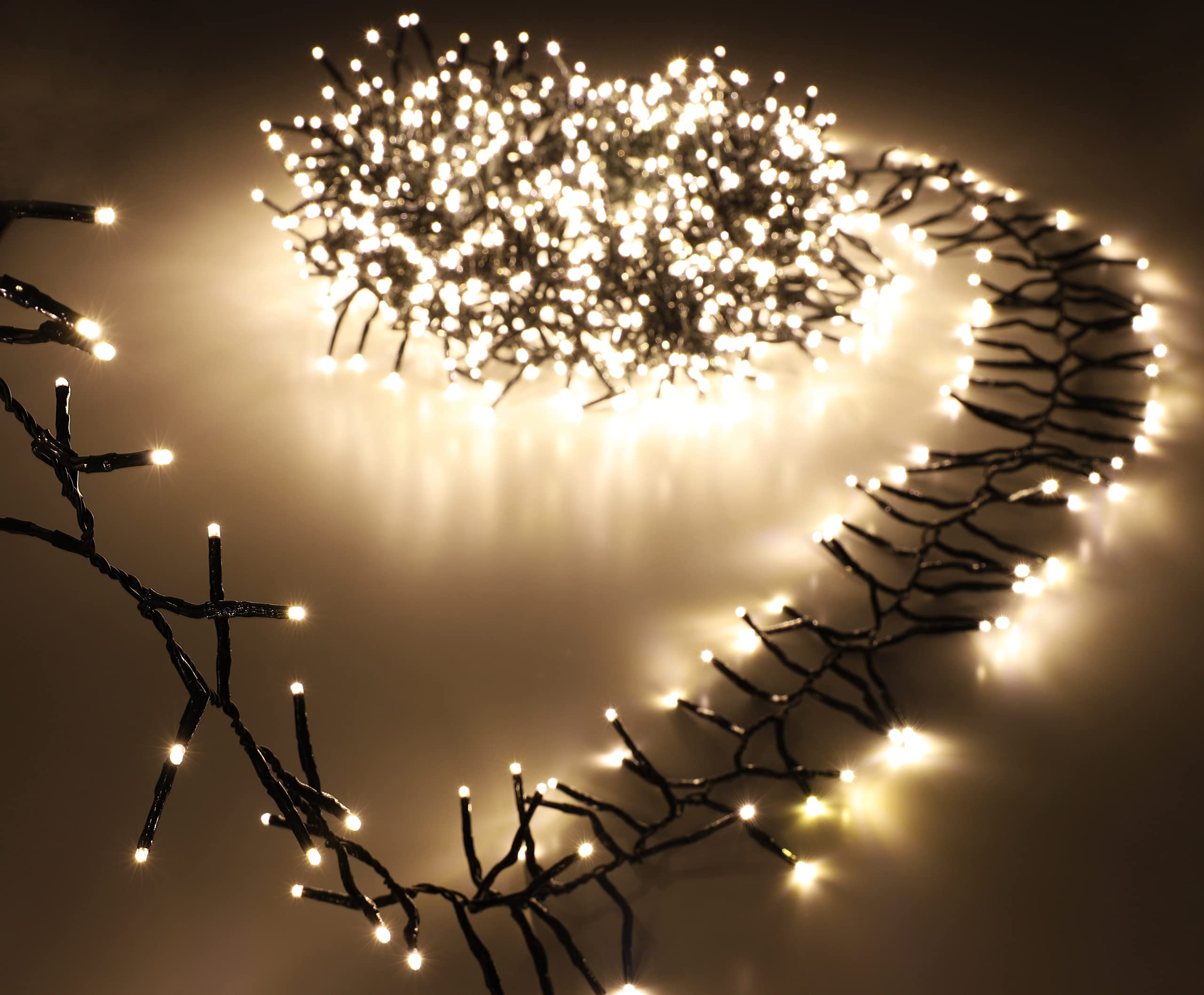 Christmas Concepts® 1000 12M/40FT Warm White LED Cluster Lights with 8 Function Controller - Indoor/Outdoor - Energy Efficient A++ - Christmas Lights