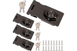 SENENQU 4 Pack 2.5 Inch Keyed Hasp Locks, Cabinet Knob Lock Hasp Latch with Key, Twist Knob Keyed Locking Hasp with Screws, Locking Hasp for Doors, Drawers, Cabinets and Fence Safety Lock