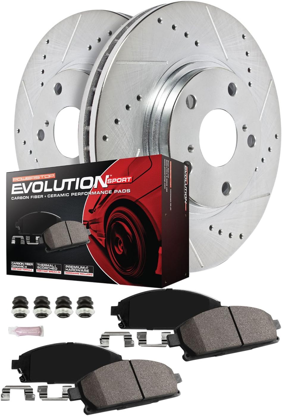 1951 ford f1 disc brake conversion on Amazon Com Power Stop K7231 Front And Rear Z23 Carbon Fiber Brake Pads With Drilled Slotted Brake Rotors Kit Automotive